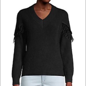 Design365 Fringe Feather Shoulder Sweater